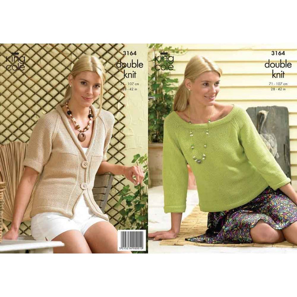 Ladies Cardigan and Top Knitting Pattern | King Cole Bamboo Cotton DK or Smooth DK 3164 | Digital Download - Main Image