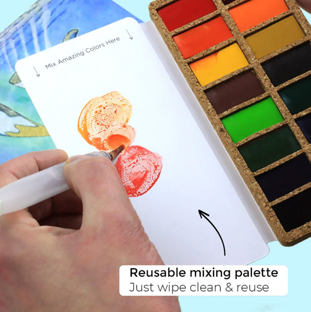 Viviva Watercolour Pans on Cork Palette | 16 Vibrant & Eco Friendly Colours - Palette Information 