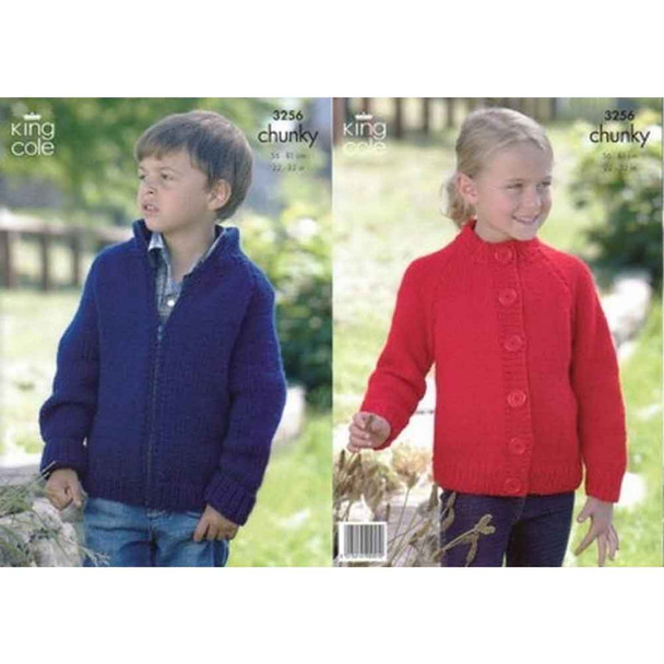 Children's Cardigans Knitting Pattern | King Cole Big Value Chunky 3256 | Digital Download - Main Image