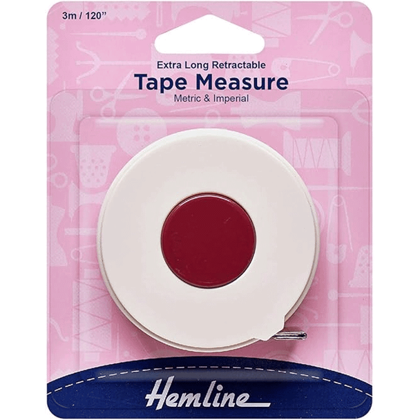 Hemline Extra Long Retractable Tape Measure | 300cm or 120" (H253.XL)