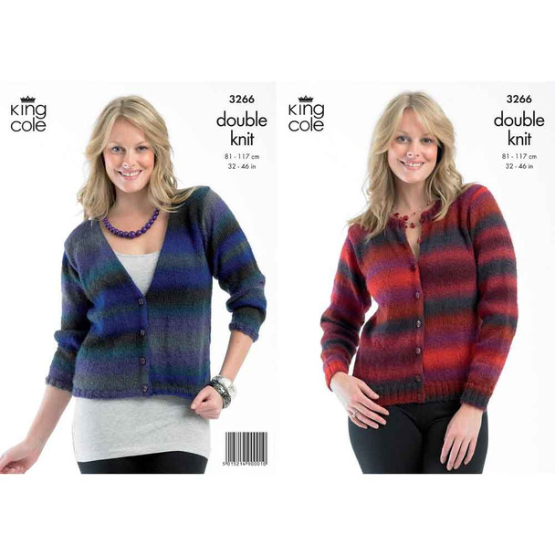 Ladies Cardigans Knitting Pattern | King Cole Riot DK 3266 | Digital Download - Main Image