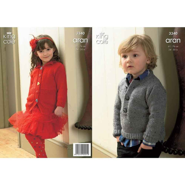 Children Coat and Sweater Knitting Pattern | King Cole Fashion Aran 3340 | Digital Download - Main Image