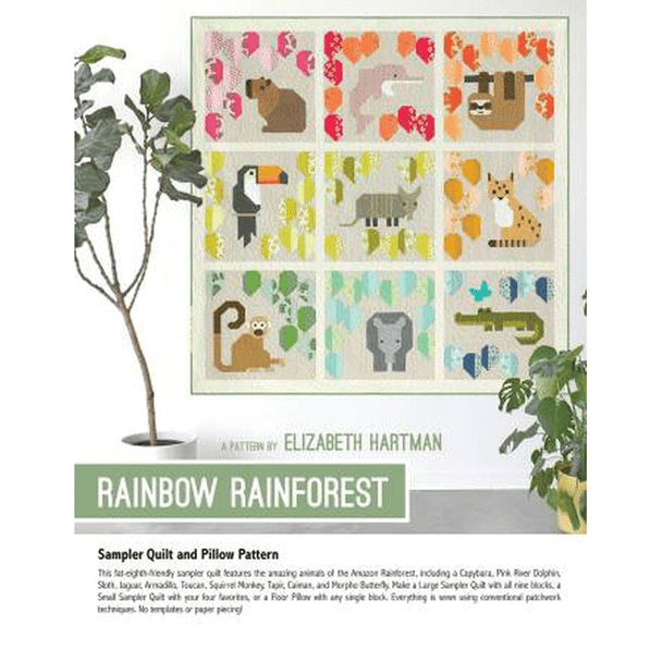 Elizabeth Hartman Rainbow Rainforest Sampler Quilt and Pillow Pattern (EH-061) - Main Image