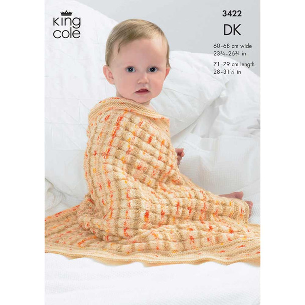 Baby Blankets Knitting Pattern | King Cole Baby Splash DK 3422 | Digital Download - Main image