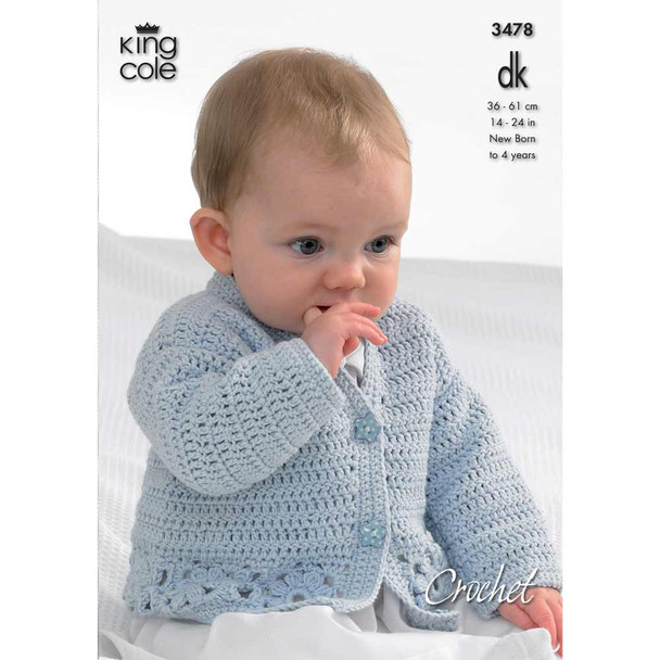 Babies Cardigan, Hooded Gilet, Long and Short Sleeved Sweater Knitting Pattern | King Cole Bamboo Cotton DK 3478 | Digital Download - Main image