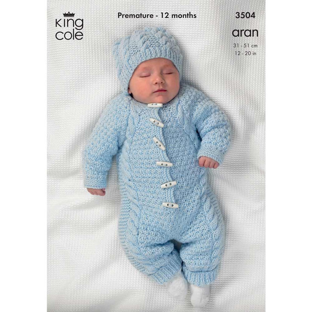 Babies All-in-One, Coat, and Hat Knitting Pattern | King Cole Comfort Aran 3504 | Digital Download - Main image