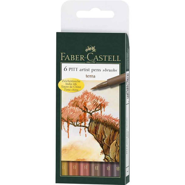 Faber Castell 6 Artist PITT Brush Pens  - Terra