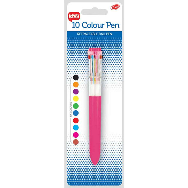 Club 10 Colour Retractable Pen | Pink