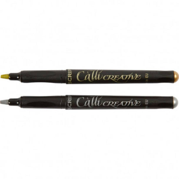 Manuscript Callicreative Italic Marker Set of 2 | Gold and Silver