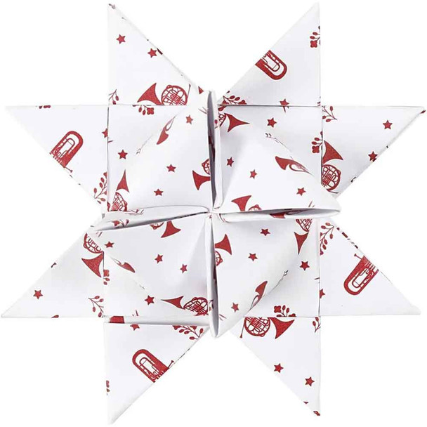 Musical Red and White Paper Star Strips