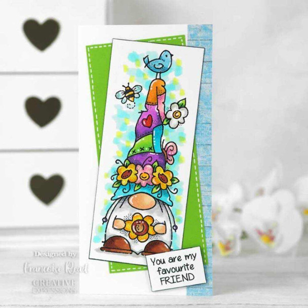 Woodware Gnome Collectio Clear Stamp Set | Floral Hat Design - Main image