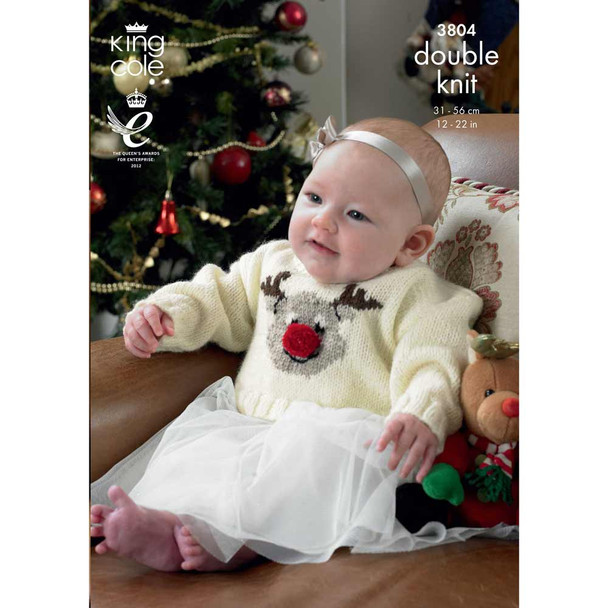 Baby Christmas Sweaters Knitting Pattern | King Cole Comfort DK 3804 | Digital Download  - Main image