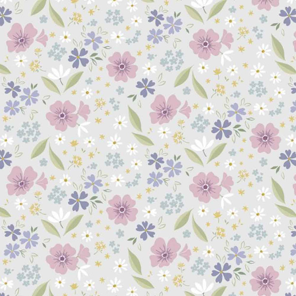 Floral Song by Cassandra Connelly | Lewis and Irene | CC32.2 | Floral Art on Pale Grey