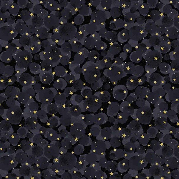 Celestial | Lewis and Irene | A755.3 | Celestial Black Bumbleberries with Gold Metallic