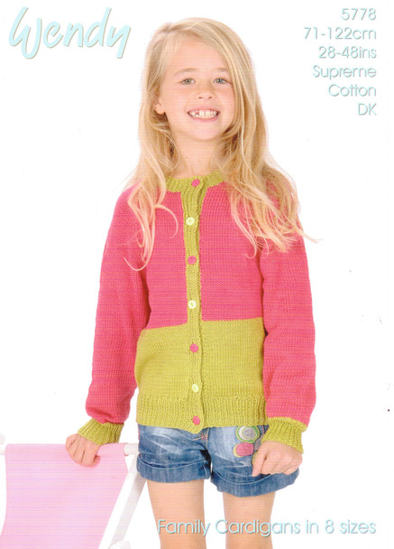Two Tone Round Neck & V Neck Cardigan Pattern | Wendy Supreme Cotton DK 5778