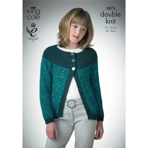 Girls Jacket, Hat, Neck-Scarf and Collar Knitting Pattern | King Cole Galaxy DK 3873 | Digital Download - Main Image