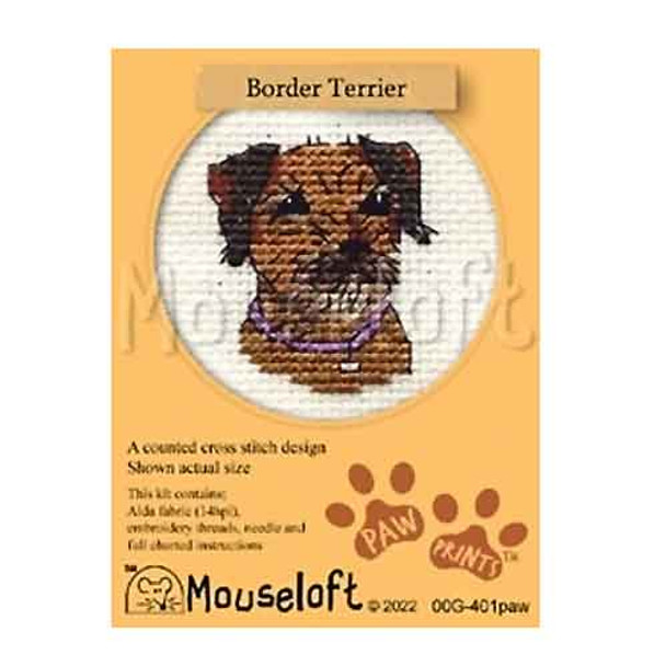 Border Terrier | Paw Prints | Stitchlets, Mini Cross Stitch Kits | Mouseloft