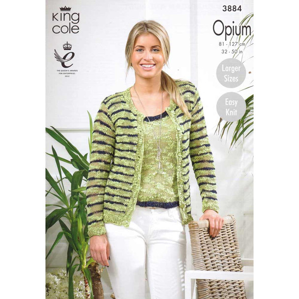  Ladies Cardigan and Vest Knitting Pattern | King Cole Opium 3884 | Digital Download - Main image