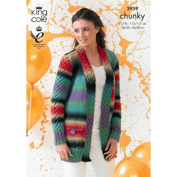  Ladies Cardigan and Waistcoat Knitting Pattern | King Cole Riot Chunky 3959 | Digital Download  - Main image