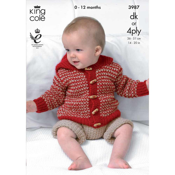 Baby Jacket, Pants & Crossover Cardigan Knitting Pattern | King Cole Comfort 4 Ply or DK 3987 | Digital Download - Main image