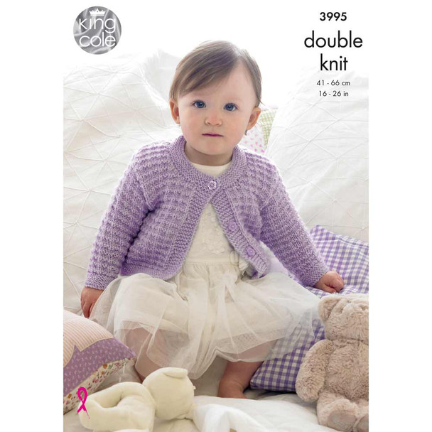 Baby Cardigans Knitting Pattern | King Cole Baby Glitz DK 3995 | Digital Download - Main image