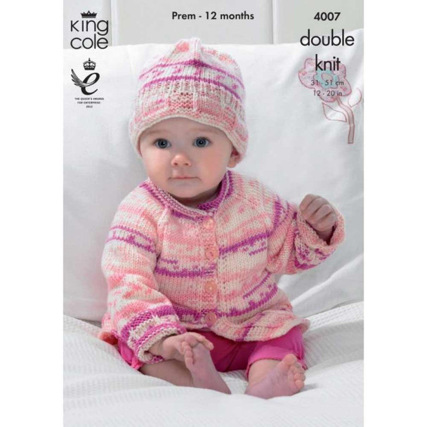 Baby Blanket, Jacket, Cardigan and Hat Knitting Pattern | King Cole Cherish DK 4007 | Digital Download - Main image