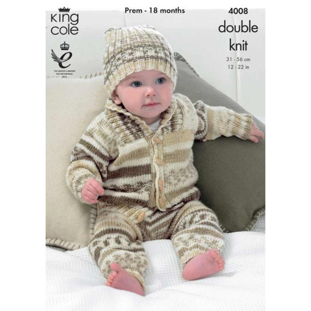 Baby Outdoor Set Knitting Pattern | King Cole Cherish DK 4008 | Digital Download - Main image