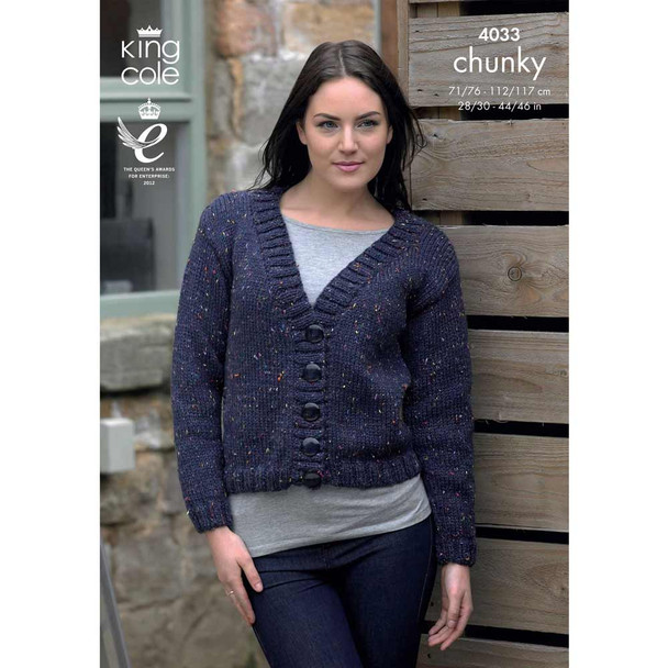 Ladies Jacket Knitting Pattern | King Cole Chunky 4033 | Digital Download - Main image