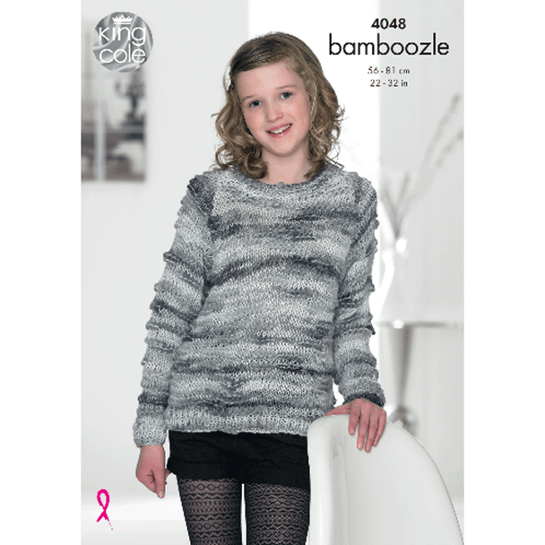 Girls Cardigan and Sweater Knitting Pattern | King Cole Bamboozle 4048 | Digital Download - Main Image