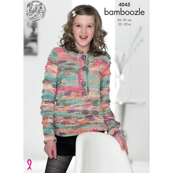 Girls Sweater Knitting Pattern | King Cole Bamboozle 4045 | Digital Download - Main  Image