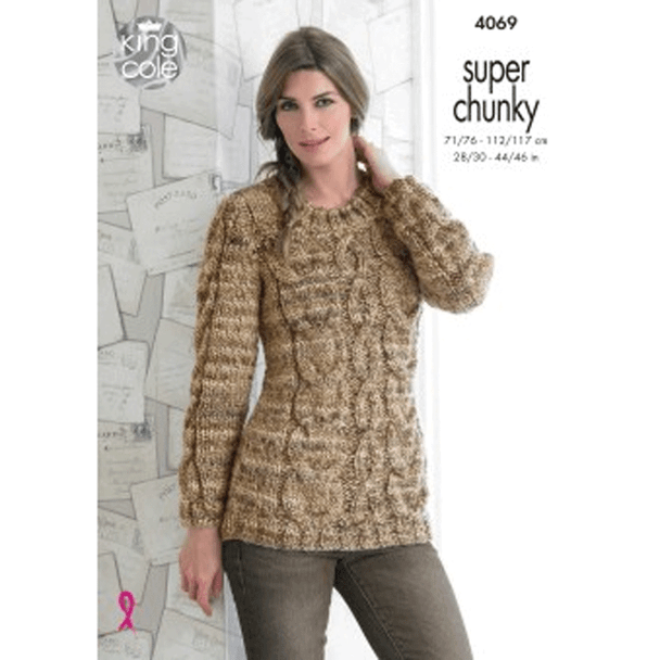 Ladies Sweaters Knitting Pattern | King Cole Gypsy Super Chunky 4069 | Digital Download - Main Image