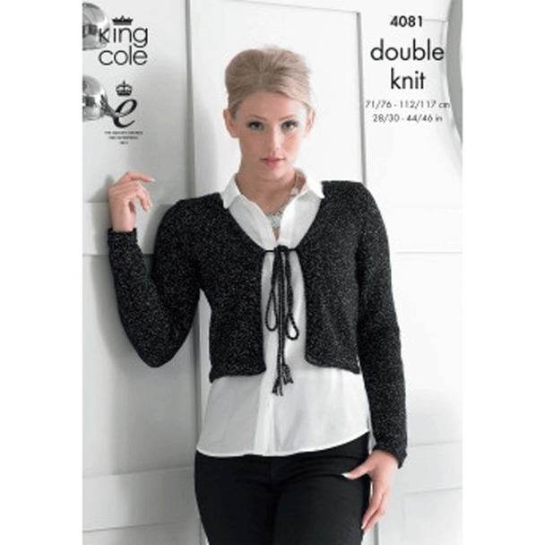 Ladies Cardigans Knitting Pattern | King Cole Glitz DK 4081 | Digital Download - Main Image