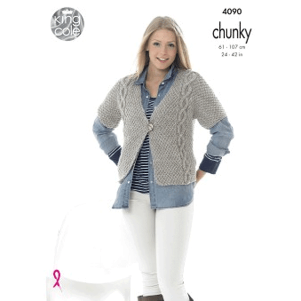 Women and Girls Cardigan and Jacket Knitting Pattern | King Cole Big Value Chunky 4090 | Digital Download - Main Image