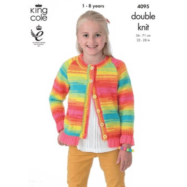 Girls Tunic and Cardigan Knitting Pattern | King Cole DK 4095 | Digital Download - Main Image