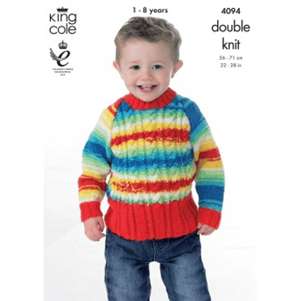 Childrens Jacket and Sweater Knitting Pattern | King Cole DK 4094 | Digital Download