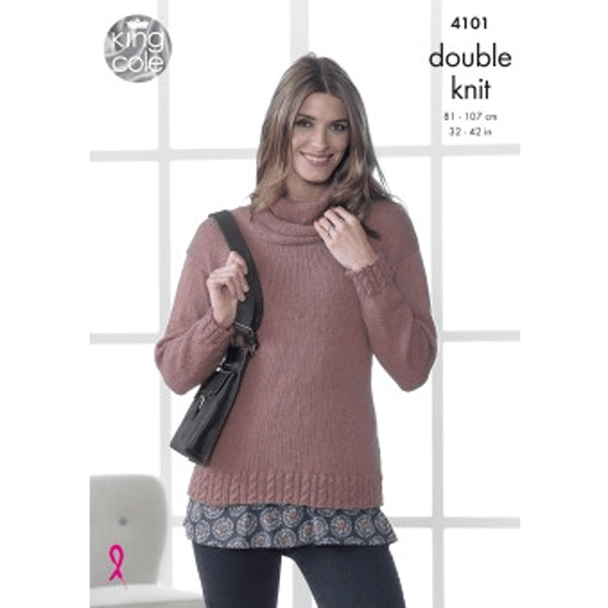 Ladies Hoodie and Sweater Knitting Pattern | King Cole Baby Alpaca DK 4101 | Digital Download - Main Image