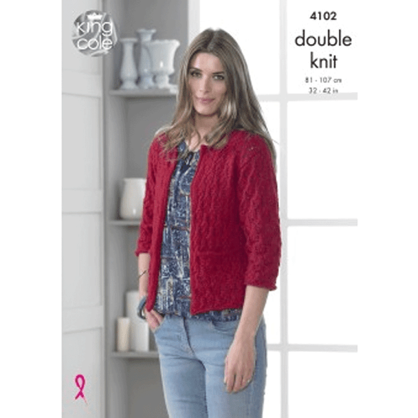 Ladies Cardigan and Waistcoat Knitting Pattern | King Cole Baby Alpaca DK 4102 | Digital Download - Main Image