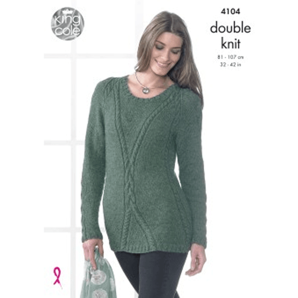 Ladies Sweater and Tunic Knitting Pattern | King Cole Baby Alpaca DK 4104 | Digital Download - Main Image