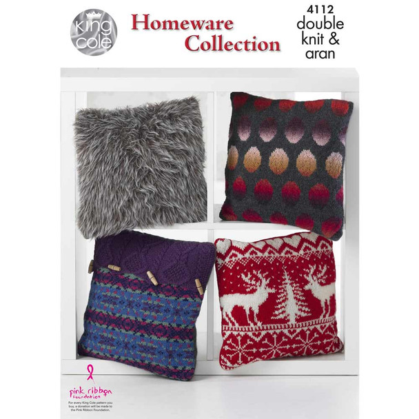 Winter Cushions Knitting Pattern | King Cole DK and Aran 4112 | Digital Download - Main image