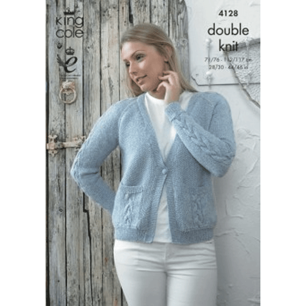 Ladies Cardigans Knitting Pattern | King Cole Authentic DK 4128 | Digital Download - Main Image