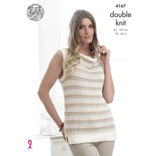 Ladies Cardigan and Top Knitting Pattern | King Cole Giza Cotton DK 4167 | Digital Download -Main Image