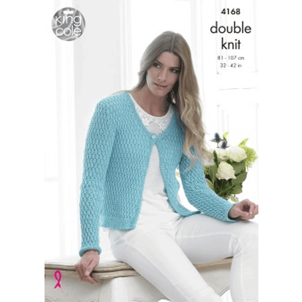 Ladies Sweater and Cardigan Knitting Pattern | King Cole Giza Cotton DK 4168 | Digital Download - Main Image