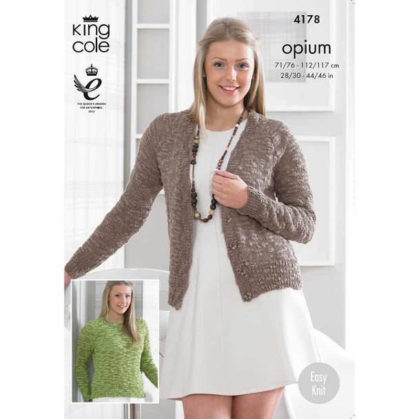 Ladies Cardigan and Sweater Knitting Pattern | King Cole Opium 4178 | Digital Download - Main image