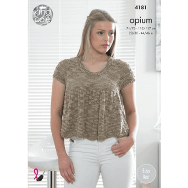 Women and Girls Frilled Top and Cardigan Knitting Pattern | King Cole Opium 4181 | Digital Download - Main Image