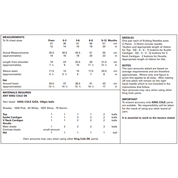 Baby Cardigans, Top, Hoodies and Hat Knitting Pattern