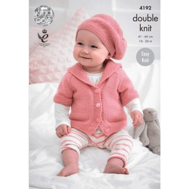 Babies Cardigans and Beret Knitting Pattern | King Cole Cherish and Cherished DK 4192 | Digital Download - Main Image