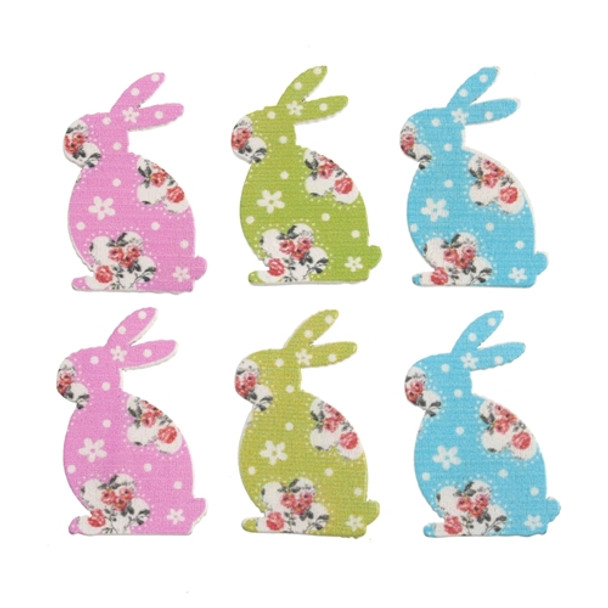 Craft Embellishments | Floral Standing Rabbit | Pack of 6