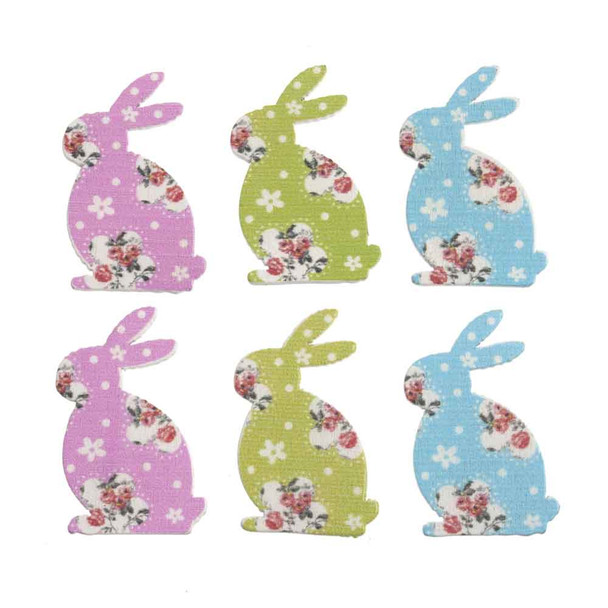 Craft Embellishments | Floral Standing Rabbit | Pack of 6