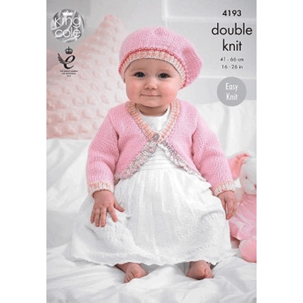 Babies Cardigans and Beret Knitting Pattern | King Cole Cherish and Cherished DK 4193 | Digital Download - Main Image