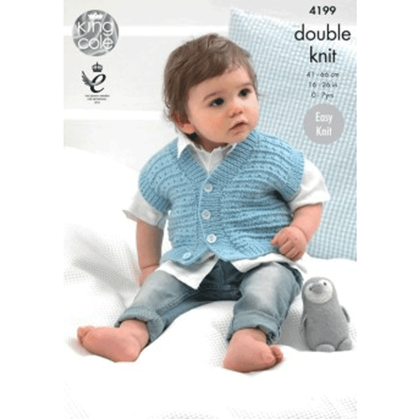 Babies Jackets and Waistcoat Knitting Pattern | King Cole Cherish and Cherished DK 4199 | Digital Download - Main Image